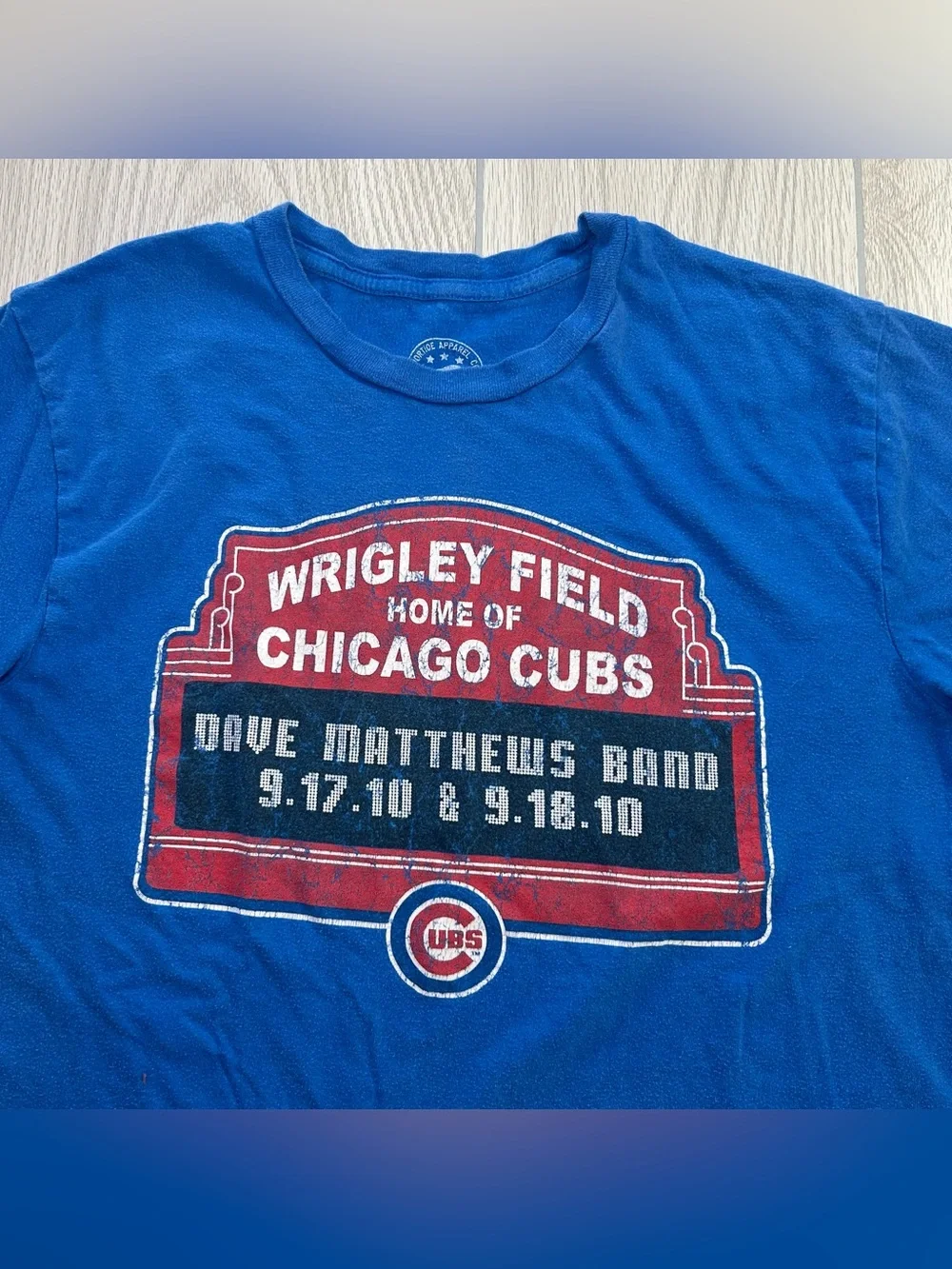 Dave Matthews Band Wrigley Field Chicago Cubs Sept 17-18 2010 T-Shirt Blue sz S